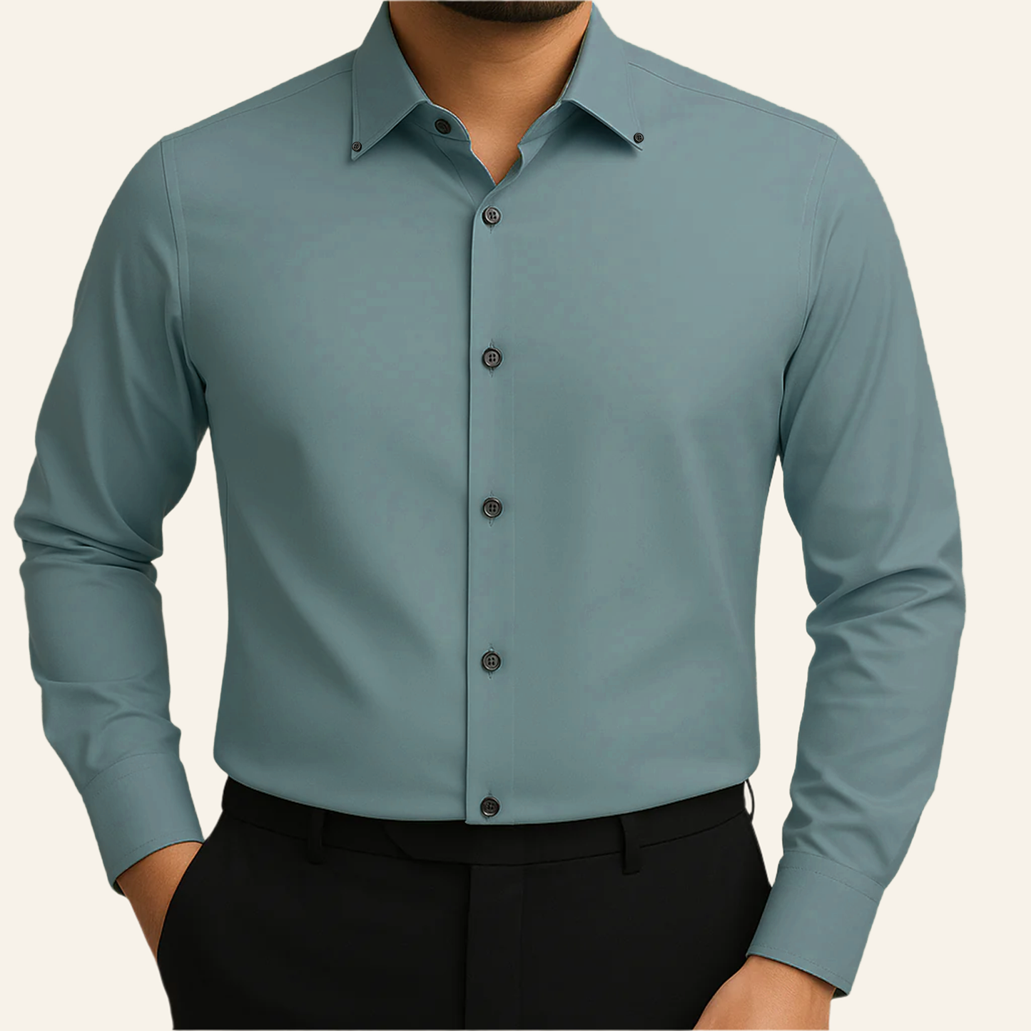 Cyan Micro-Stretch Formal Shirt