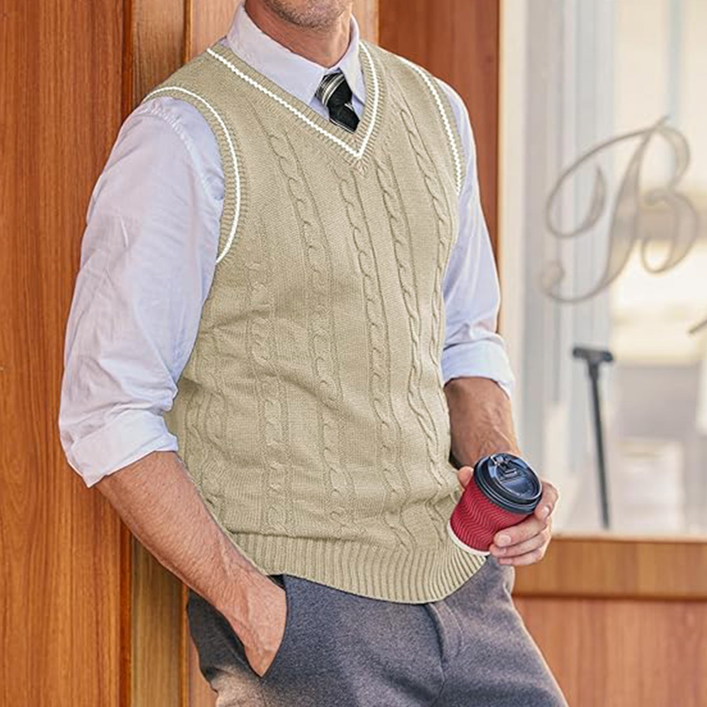 Khaki Sweater Vest