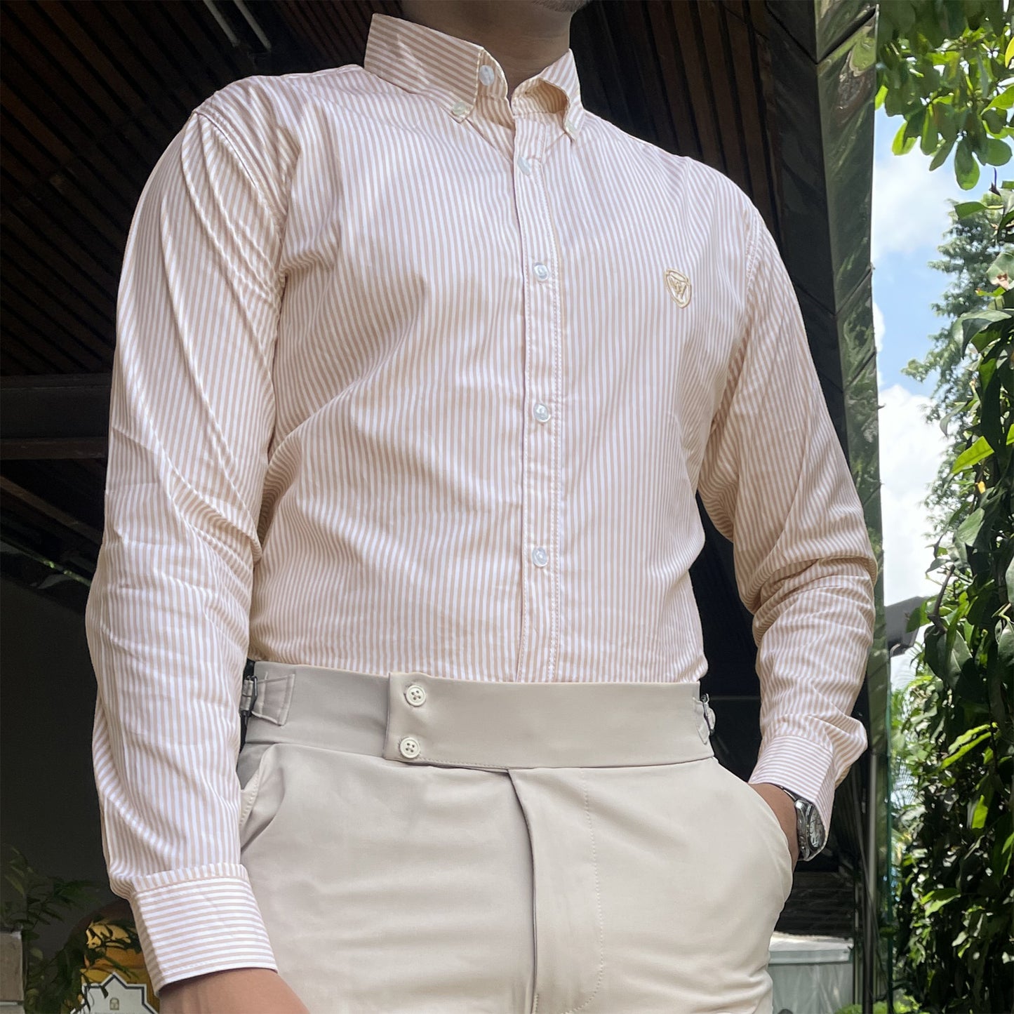Orange Pinstripe Formal Shirt