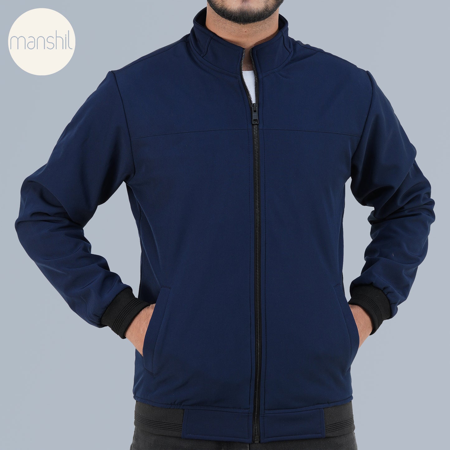 Navy-blue Bonded Jacket