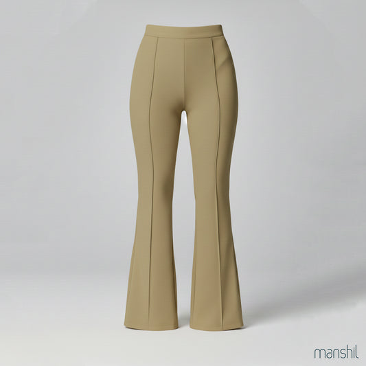 Beige High-waist Flare Pants (HFP-3)