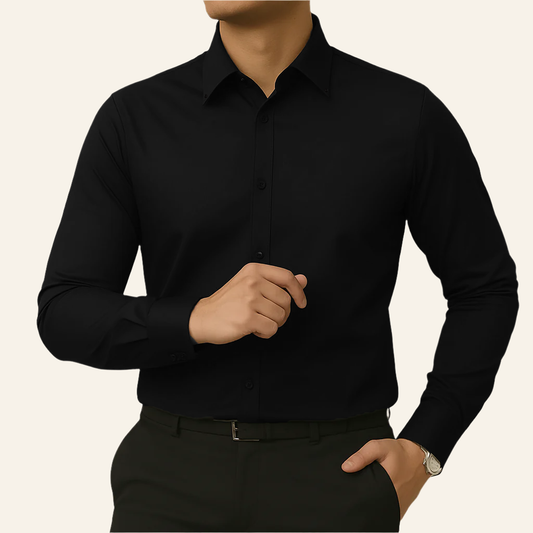 Black Micro-Stretch Formal Shirt
