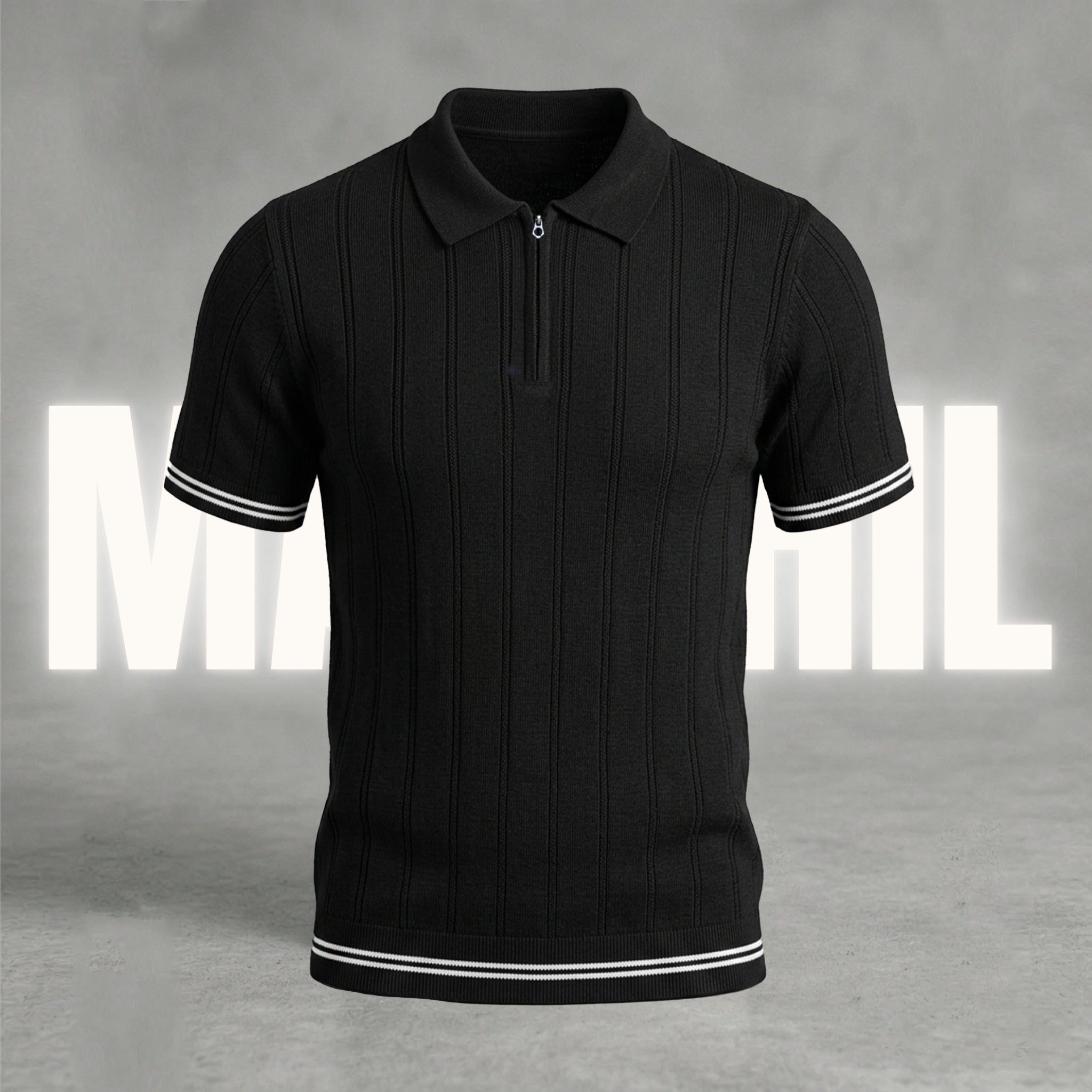 Black old-money knit polo (OKP-7) – Manshil
