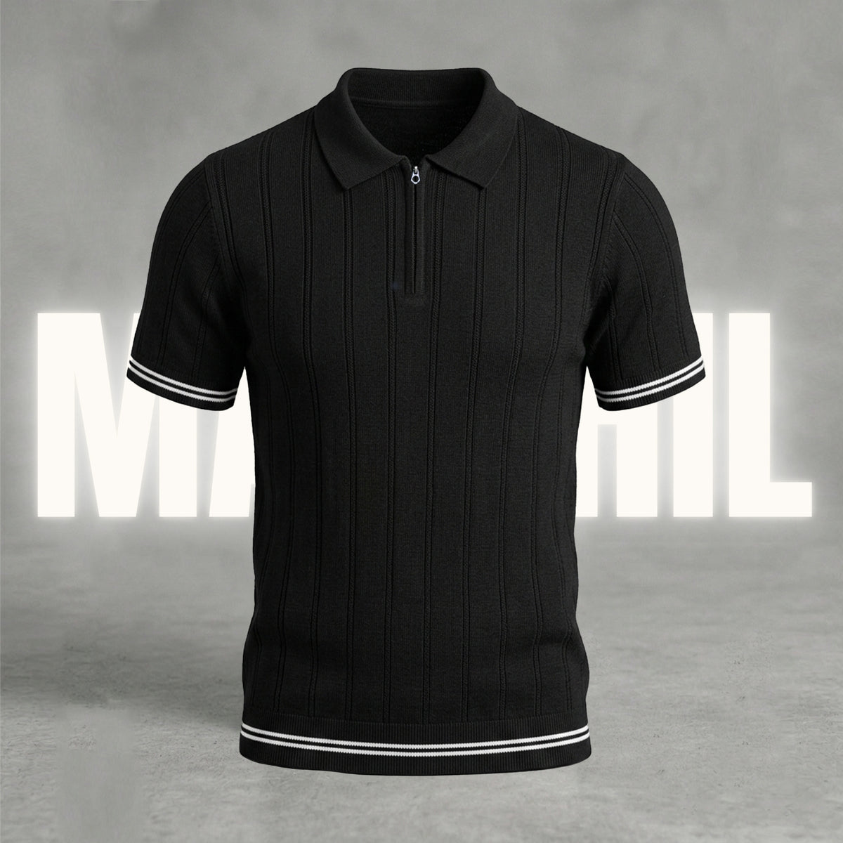 Black old-money knit polo (OKP-7) – Manshil