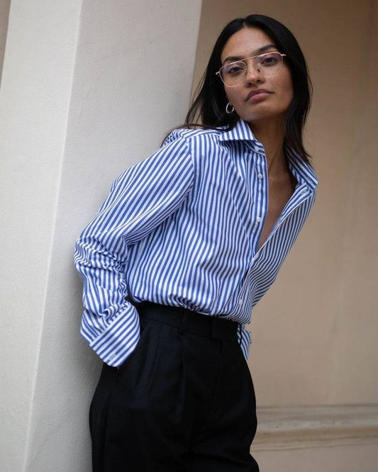 Blue Women's Formal Long Sleeved Shirt (WFS-2)