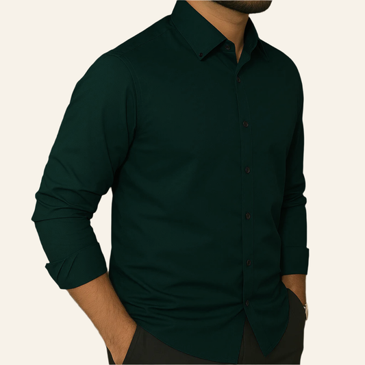Bottle-green Micro-Stretch Formal Shirt