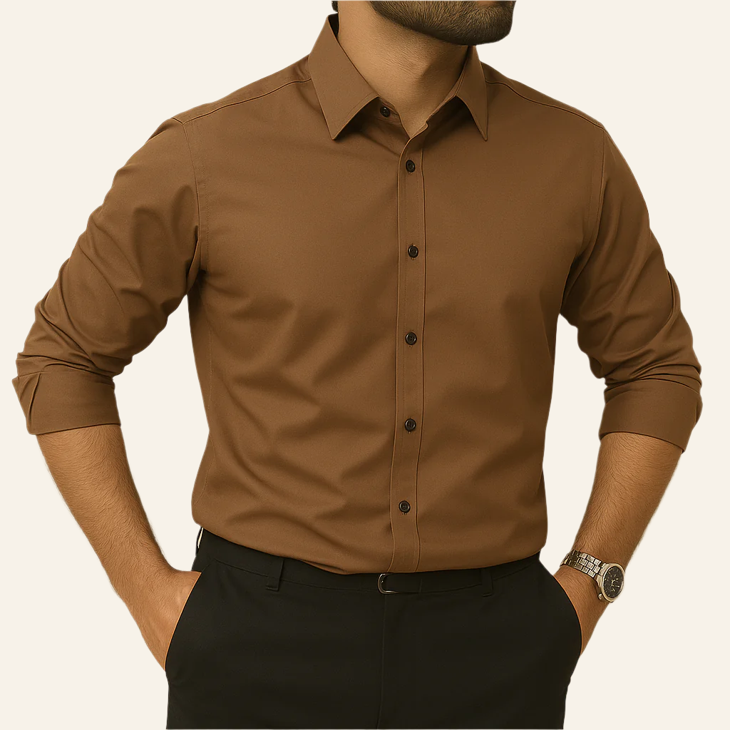 Brown Micro-Stretch Formal Shirt