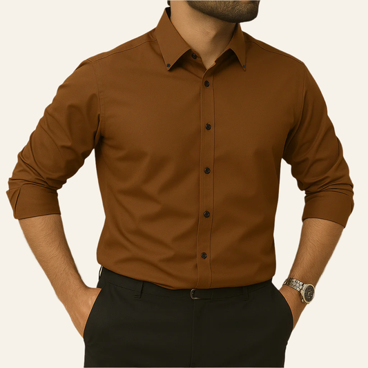 Brown Micro-Stretch Formal Shirt