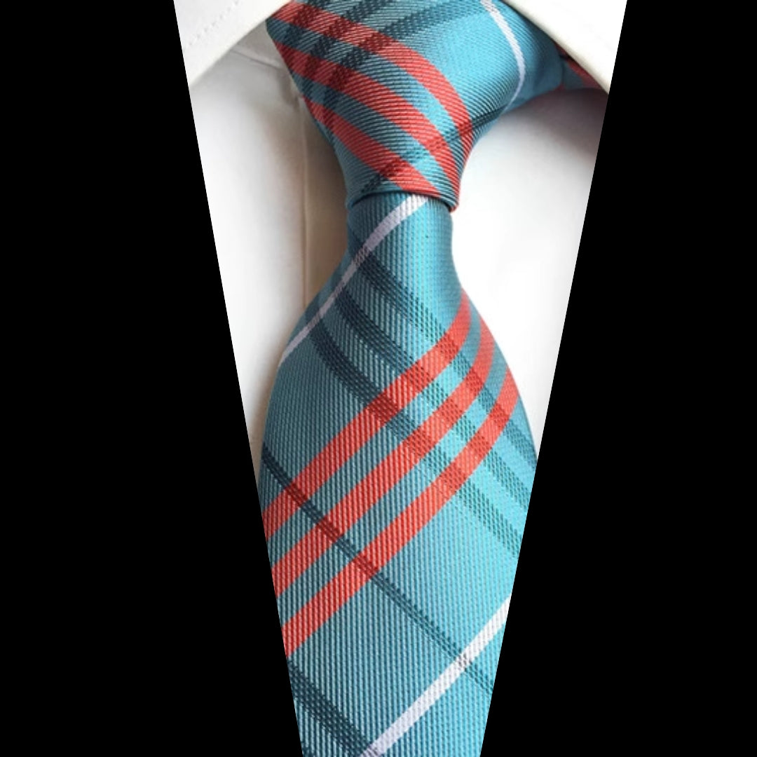 Cyan & Red British Tie (A-18)