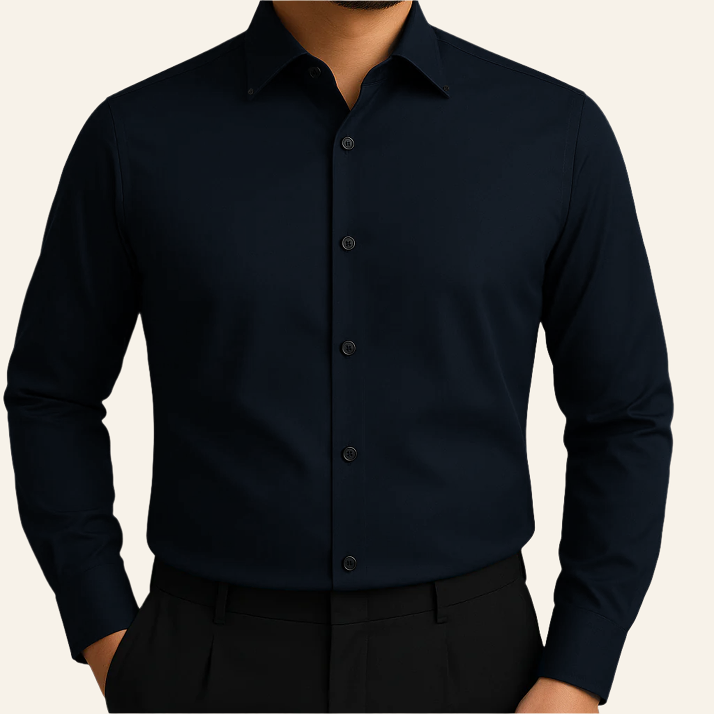 Dark-blue Micro-Stretch Formal Shirt