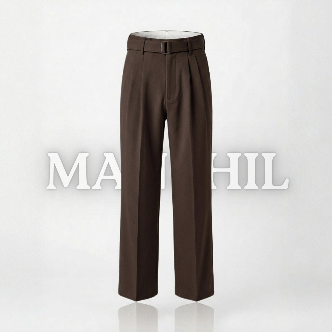 Dark-coffee Belted Loose-fit Pant (BLP-5)