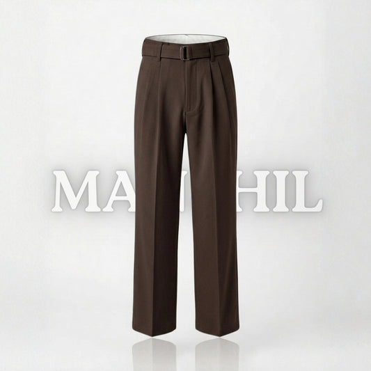 Dark-coffee Belted Loose-fit Pant (BLP-5)