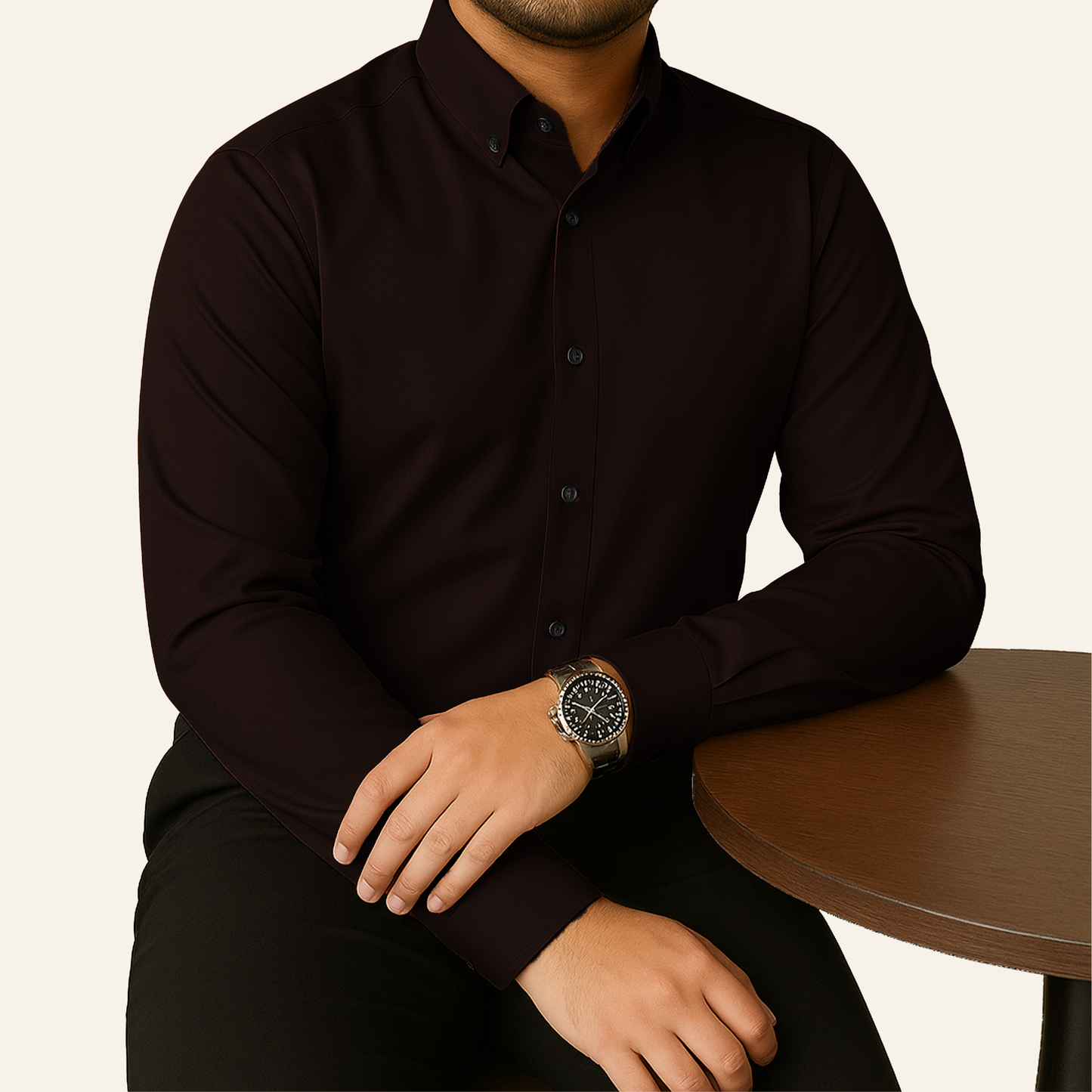 Dark Coffee Micro-Stretch Formal Shirt