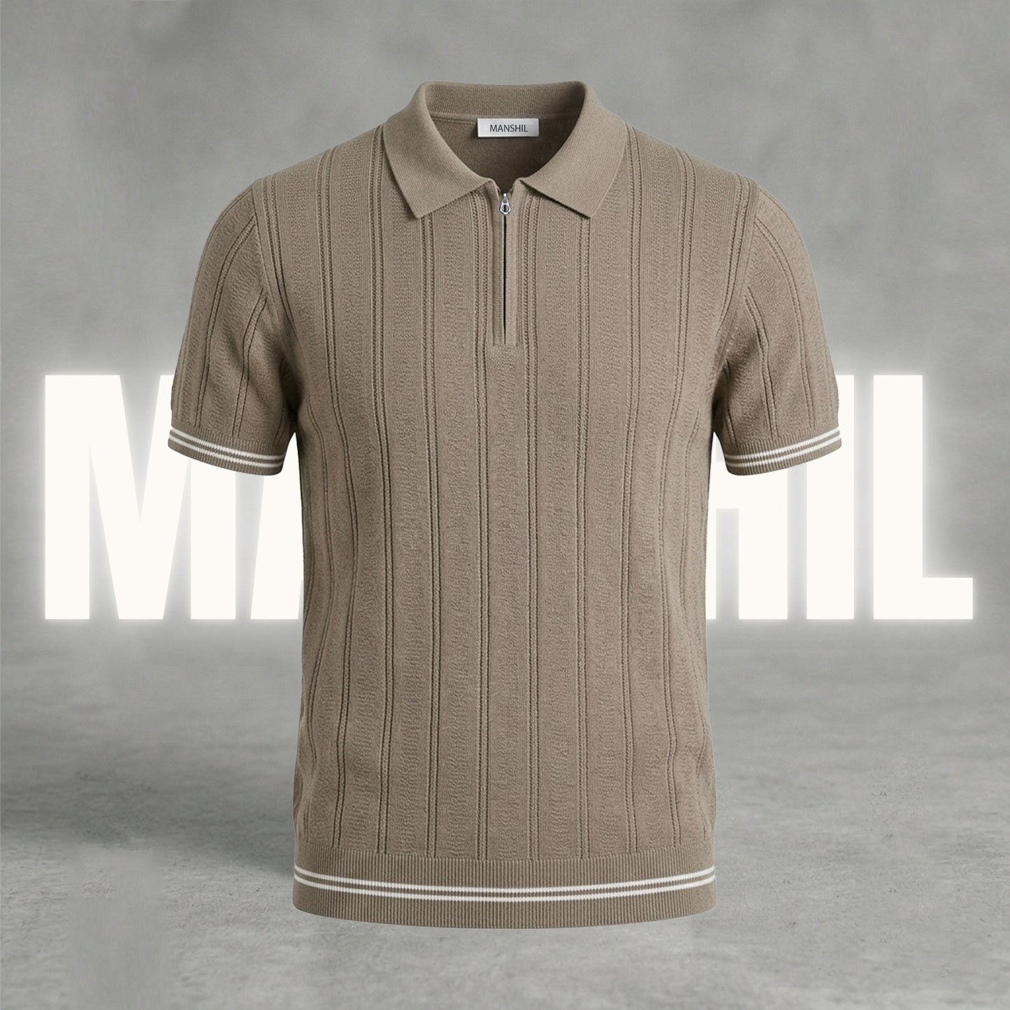 Khaki old-money knit polo (OKP-8)