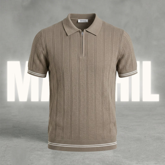 Khaki old-money knit polo (OKP-8)