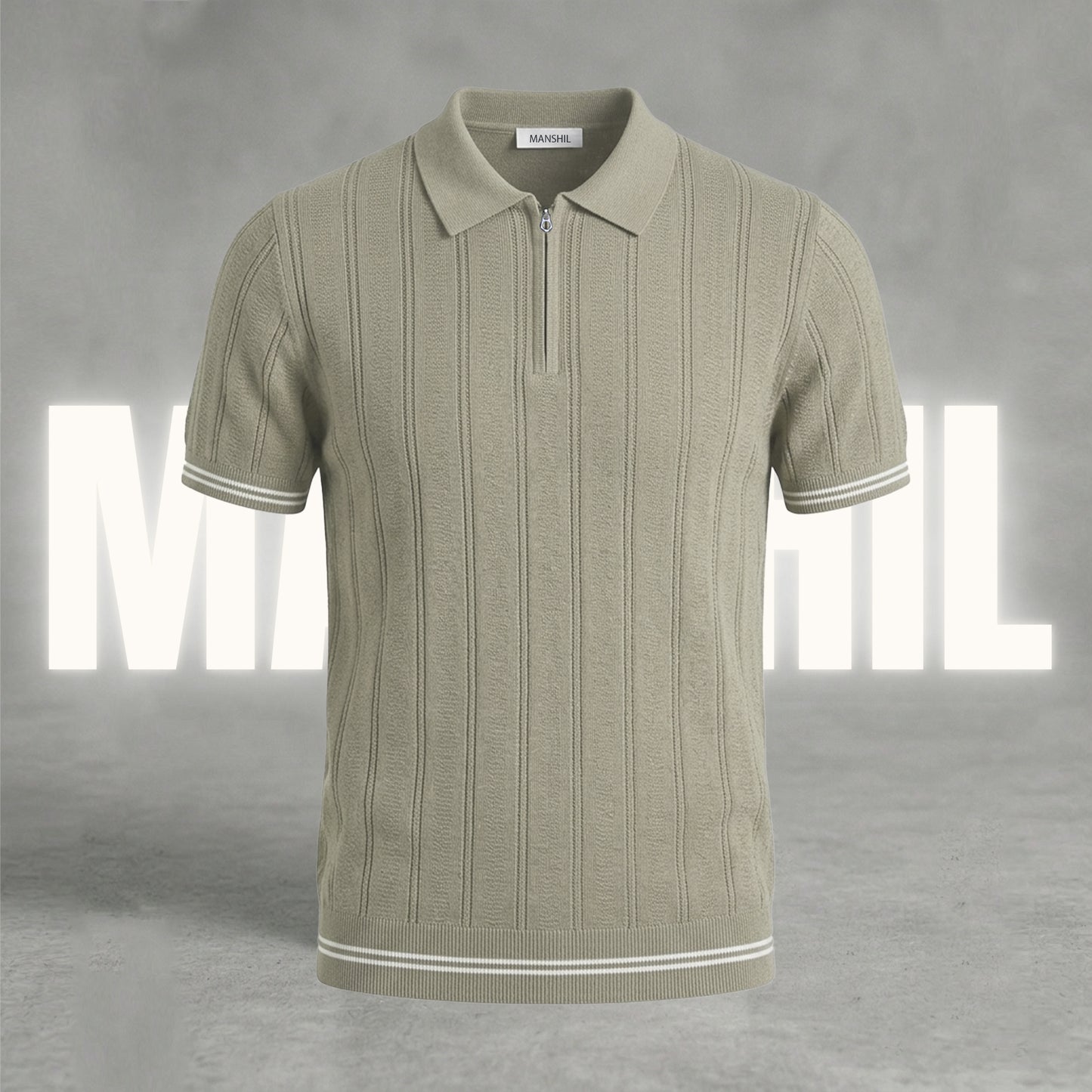 Light-olive old-money knit polo (OKP-9)