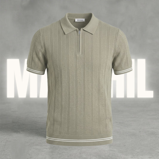 Light-olive old-money knit polo (OKP-9)