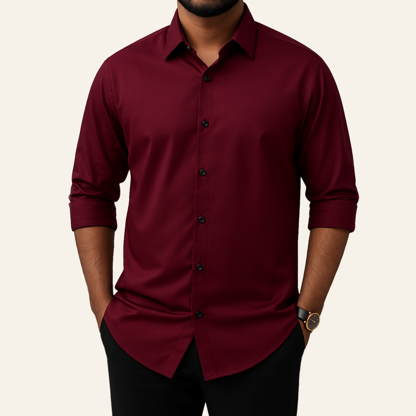 Maroon Micro-Stretch Formal Shirt