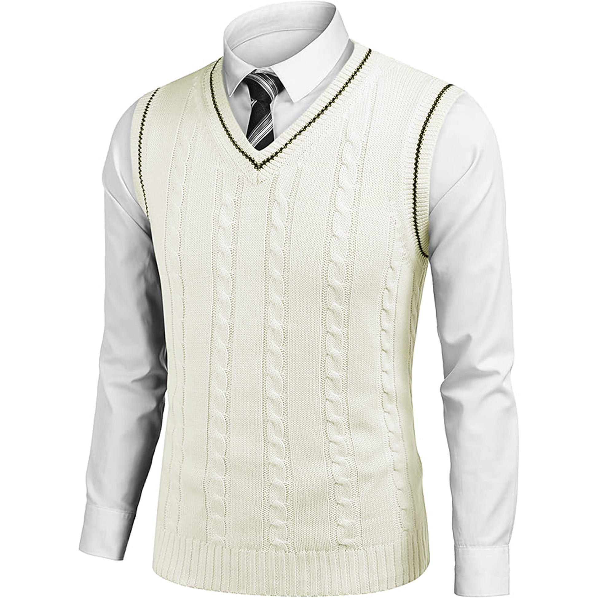 Off-white Sweater Vest – Manshil Off-white Sweater Vest – Manshil