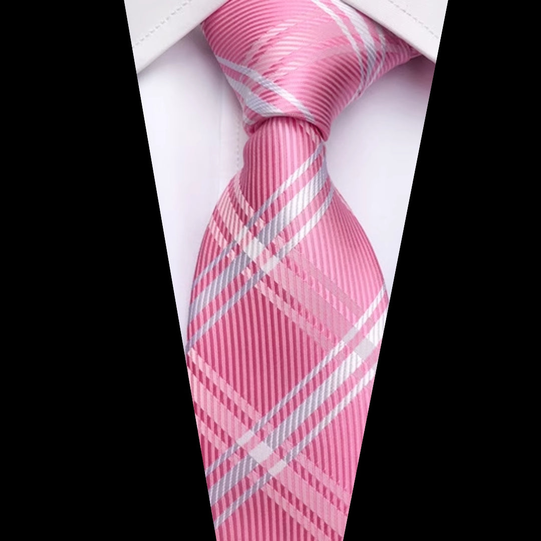 Pink & White British Tie (A-16)