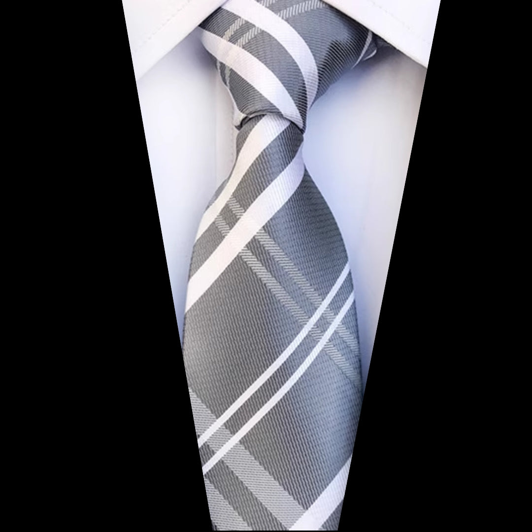 Silver & White British Tie (A-08)