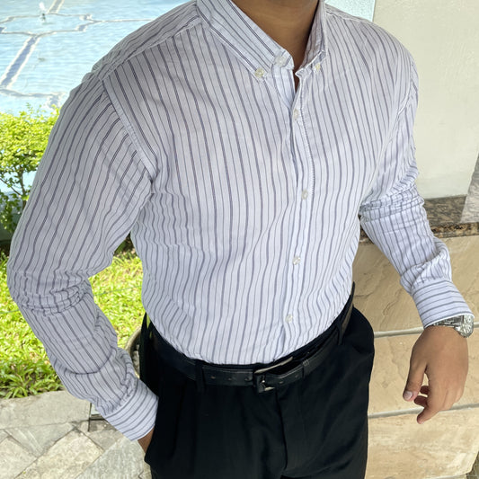 White Pinstripe Formal Shirt