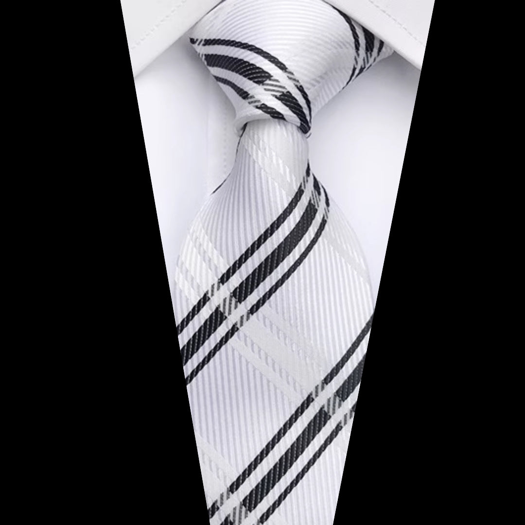 White & Black British Tie (A-15)
