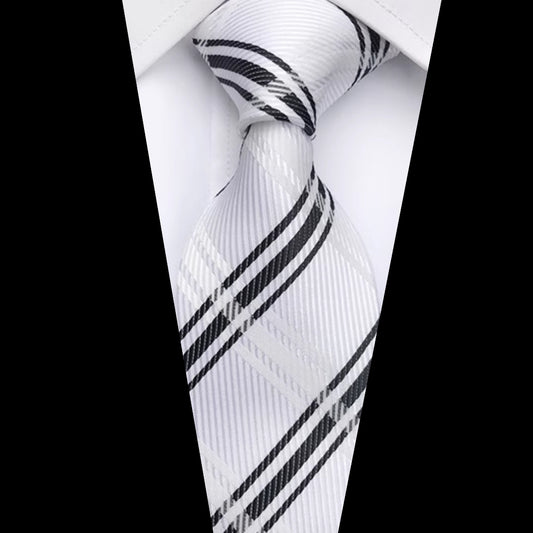 White & Black British Tie (A-15)