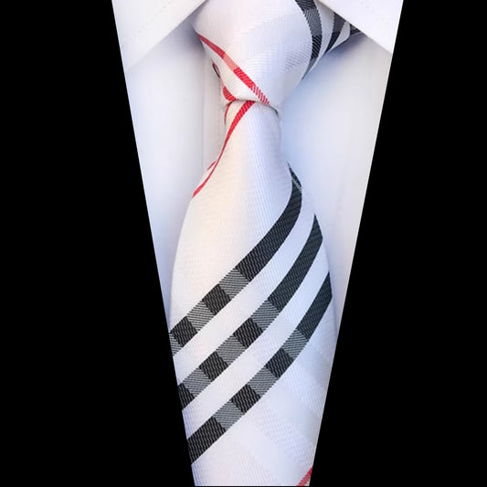 White & Red British Tie (A07)